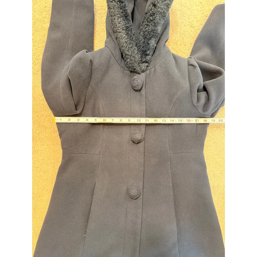 Girls Rothschild Navy Pea Coat Faux Fur Hood Size 16 Timeless Classic‎ Elegance